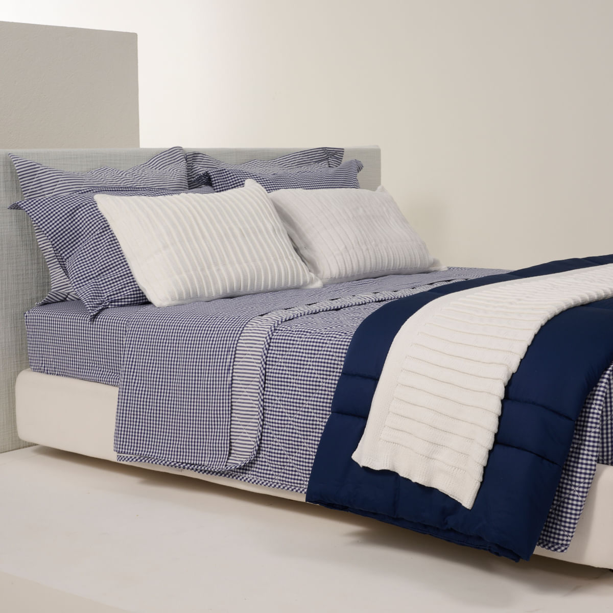 01 32 0147 Lencol de Cima Avulso Mix And Match Xadrez Marinho Branco 002